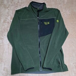 Mountain Hardwear Mens Fleece Jacket Green Full Zip Outdoor Adventure Size L